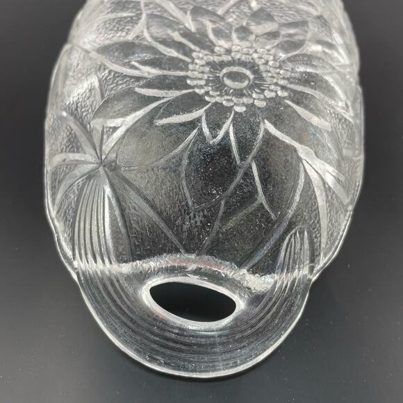 Vtg Indiana Glass Sunflower Relish Tray, Pressed Clear Glass Textured Bowl - Picture 9 of 16
